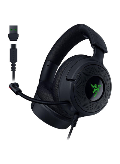 Razer Kraken V4 X Wired Gaming Headset: Cardioid Mic - Memory Foam Cushions - Chroma RGB Lighting - Type C & Type A Cable - for PC, Mac, PS5, Nintendo Switch, Steam Deck, Smartphone - Black