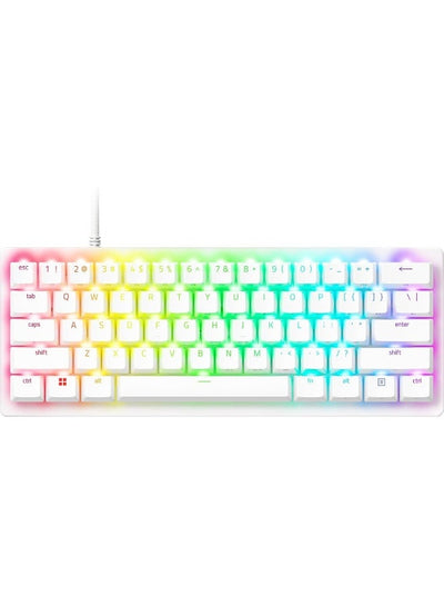 Razer Huntsman V3 Pro Mini 60% Gaming Keyboard, Analog Optical Switches Gen‑2 (0.1–4.0 mm Adjustable Actuation), Rapid Trigger & Snap‑Tap, 60% Compact Layout, PBT Double‑Shot Keycaps, Chroma RGB, USB‑C Wired, White Edition