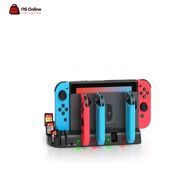 All-in-One Joy-Con Charging Dock & Game Storage Station for Nintendo Switch | 4-Slot Joy-Con Fast Charger | Integrated Game Card Slots | LED Status Indicators