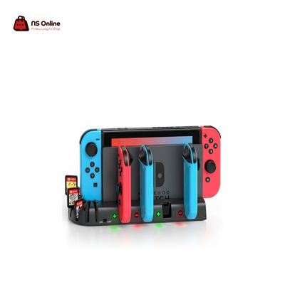 All-in-One Joy-Con Charging Dock & Game Storage Station for Nintendo Switch | 4-Slot Joy-Con Fast Charger | Integrated Game Card Slots | LED Status Indicators