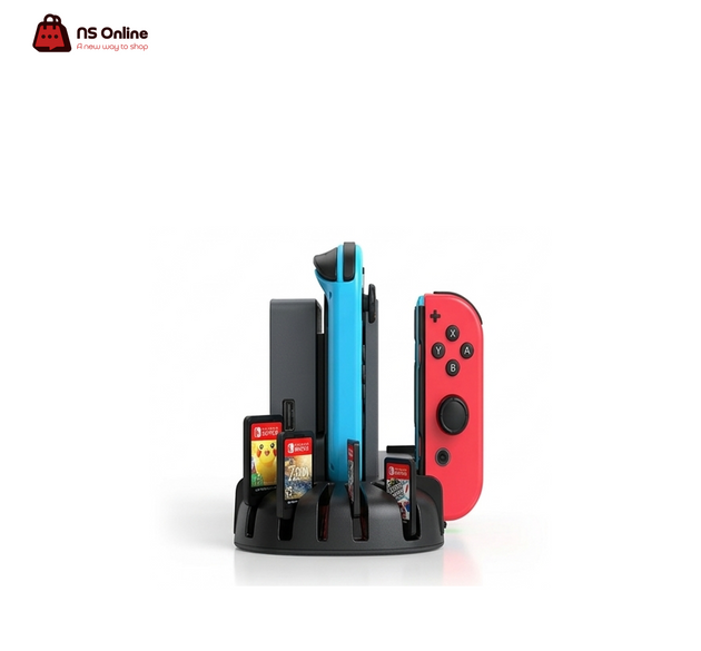 All-in-One Joy-Con Charging Dock & Game Storage Station for Nintendo Switch | 4-Slot Joy-Con Fast Charger | Integrated Game Card Slots | LED Status Indicators