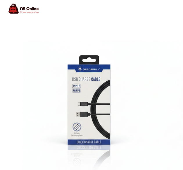 Deadskull 2M Quick Charge USB-C Cable for PS5 | High-Speed Charging & Data Sync | Durable Braided Type-C Cable for DualSense Controllers | 2 Meters