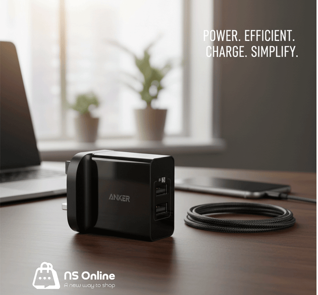 ANKER 24 W 2-PORT USB CHARGER بلك