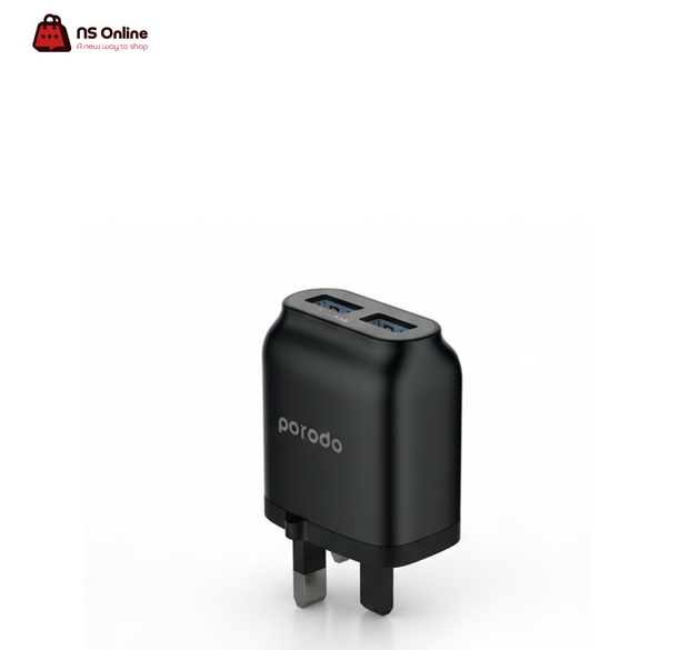 Porodo Dual Port Wall Charger (PD & USB-A) | 20W Power Delivery | Ultra-Compact Travel Adapter | Smart Protection System for iPhone & Android