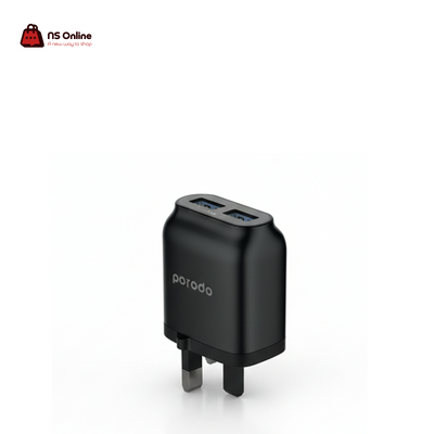 Porodo Dual Port Wall Charger (PD & USB-A) | 20W Power Delivery | Ultra-Compact Travel Adapter | Smart Protection System for iPhone & Android