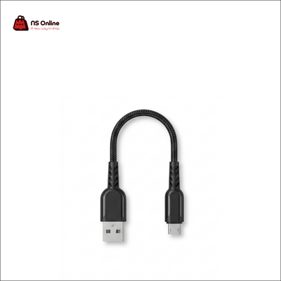 Porodo Premium Braided USB-A to Micro-USB Cable (PD-MMETRP025) | 25cm Ultra-Short Portable Charging Cord | Heavy-Duty Sync & Fast Charge Wire with Reinforced Connectors for Power Banks and Travel