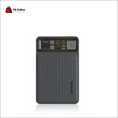 Porodo Premium Transparent Power Bank 10000mAh (PD-PBFCH001) | High-Speed Power Delivery (PD) Portable Charger | Pocket-Sized Cyber-Circuit Power Bank with Digital Display & Industrial Ribbed Design