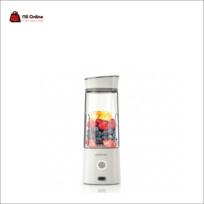 Porodo Personal Portable Electric Blender & Smoothie Maker | Rechargeable USB-C Juicer Bottle with Stainless Steel Blades, One-Touch LED Operation & BPA-Free Jar for Gym, Office, Travel & Home (Off-White)