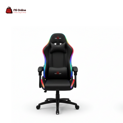 كرسي الألعاب NS GAMER Pro RGB | تصميم مريح بظهر عالٍ مع دعم للفقرات القطنية | إضاءة LED متعددة الألوان مدمجة