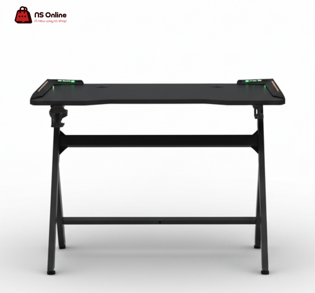 NS GAMER Pro RGB Gaming Desk | Ergonomic Z-Shaped Steel Frame | Integrated Cup Holder & Headphone Hook | Dynamic LED Lighting Combat Station
