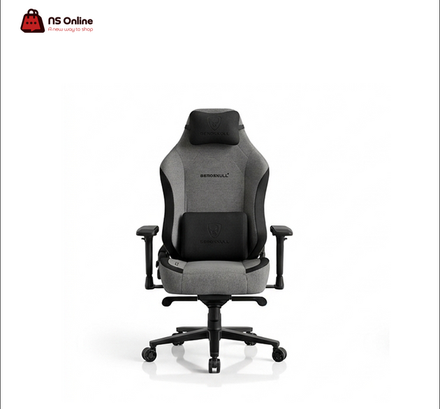 Deadskull Premium Ergonomic Gaming Chair | High-Back Breathable Fabric Computer Seat | Adjustable 3D Armrests & Lumbar Support Cushion | Luxury Home Office Gaming Throne — Ash Gray & Stealth Black