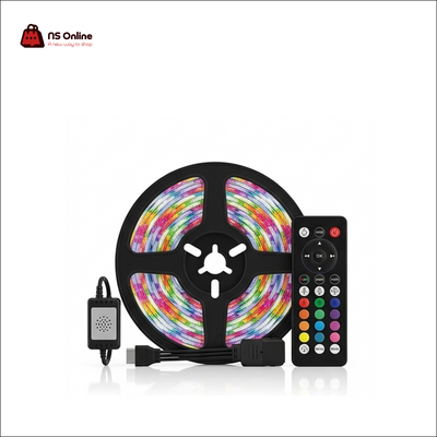 Porodo Smart RGB LED Light Strip Kit | Vibrant Multi-Color Ambient Room Lighting | Music Sync Mode, Remote Control & Inline Hub, USB Powered Flexible LED Tape for Gaming Setup, TV Backlight, and Desk Decoration