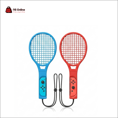 JYS Tennis Racket 2-in-1 Twin Pack for Nintendo Switch Joy-Con | Ergonomic Motion Control Rackets (Red & Blue) with Adjustable Safety Wrist Straps | Designed for Mario Tennis Aces, Nintendo Switch Sports & Motion Tennis Games