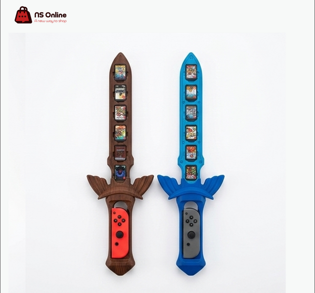 JYS Skyward Series Master Sword Game Cartridge Holder & Joy-Con Docking Grip for Nintendo Switch | Collector's Storage Case Holds 16+ Game Cards | Desktop Display Stand Included for Zelda Fans