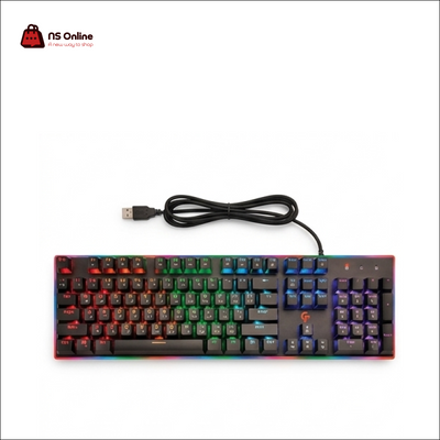 Porodo Gaming Mechanical Keyboard (PDX210) | Full-Size Wired Gaming Keyboard with RGB Backlighting & Rainbow LED Edge Array | Tactile Mechanical Switches, Anti-Ghosting Keys, and Braided USB Cable