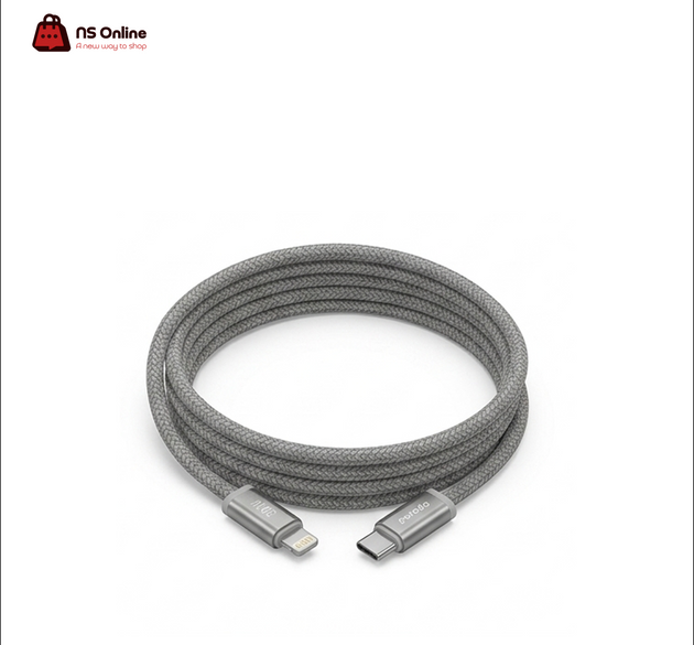 Porodo 27W Power Delivery (PD) Fast Charging USB-C to Lightning Cable | Heavy-Duty Braided Type-C to IP Data & Charging Cable for iPhone 14 / 13 / 12 / 11, iPad & AirPods (Space Gray)
