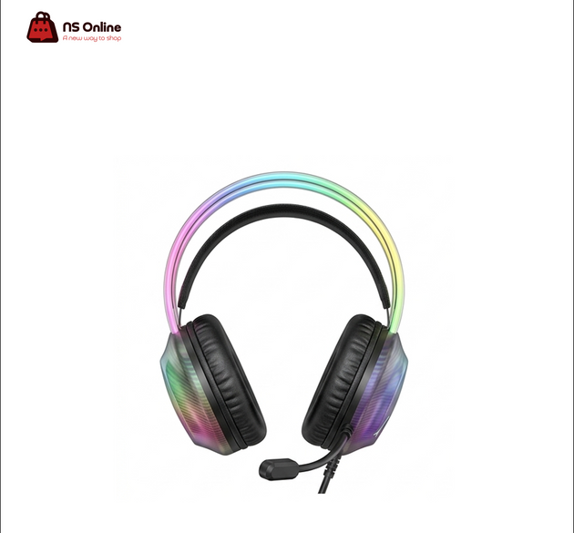 Onikuma X29 RGB Gaming Headset | Over-Ear Wired Headphones with Transparent Glowing Dual Headband | Noise-Canceling Microphone | Dynamic Multi-Color LED Illumination | Universal 3.5mm Interface for PC, PS5, Xbox & Mobile