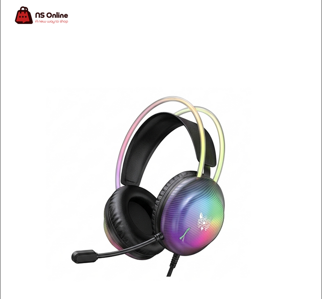 Onikuma X29 RGB Gaming Headset | Over-Ear Wired Headphones with Transparent Glowing Dual Headband | Noise-Canceling Microphone | Dynamic Multi-Color LED Illumination | Universal 3.5mm Interface for PC, PS5, Xbox & Mobile