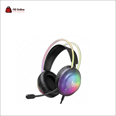 Onikuma X29 RGB Gaming Headset | Over-Ear Wired Headphones with Transparent Glowing Dual Headband | Noise-Canceling Microphone | Dynamic Multi-Color LED Illumination | Universal 3.5mm Interface for PC, PS5, Xbox & Mobile