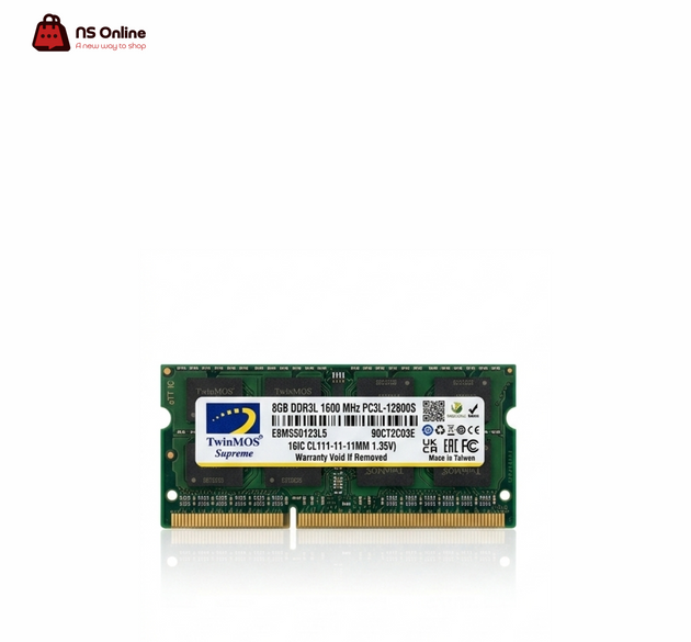 TwinMOS 8GB DDR3L 1600MHz PC3L-12800 SO-DIMM Laptop RAM | 1.35V / 1.5V Dual Voltage Low-Power Memory Module, 204-Pin Non-ECC CL11, Plug & Play Upgrade for Laptops, Notebooks & All-in-One PCs