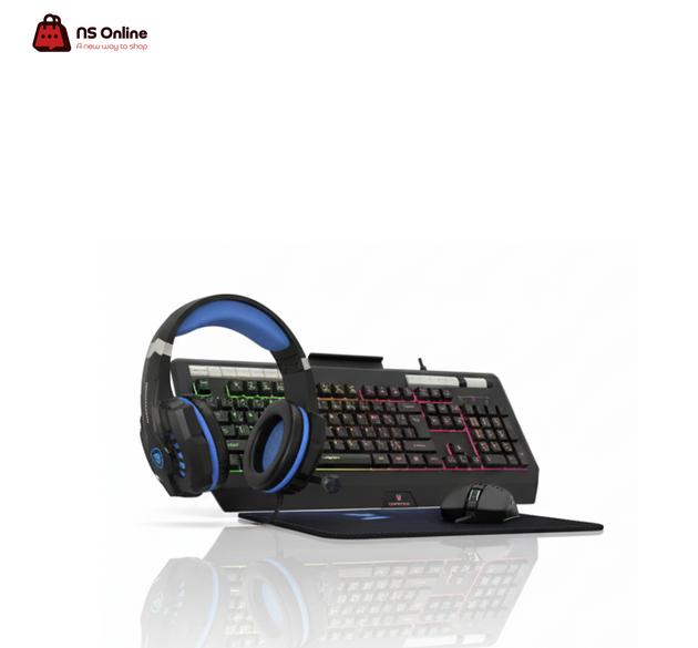 Deadskull C880 4-in-1 Professional Gaming Combo | RGB Backlit Mechanical-Feel Keyboard | 12000 DPI High-Precision RGB Mouse