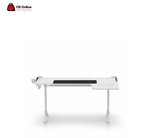 Deadskull L-Shaped Professional Gaming Desk | Left-Hand Corner Design | Integrated RGB Lighting & Carbon Fiber Surface | Arctic White Edition