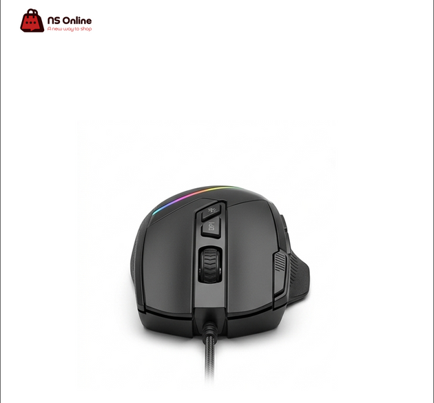 Porodo Gaming PDX321 Ergonomic Wired RGB Gaming Mouse | High-Precision Optical Sensor, Adjustable DPI, Textured Thumb Rest, Programmable Side Buttons & Braided Cable for PC & Laptop Gaming (Matte Black)