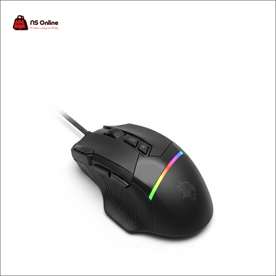 Porodo Gaming PDX321 Ergonomic Wired RGB Gaming Mouse | High-Precision Optical Sensor, Adjustable DPI, Textured Thumb Rest, Programmable Side Buttons & Braided Cable for PC & Laptop Gaming (Matte Black)