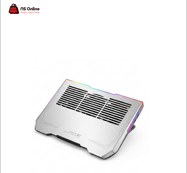 Porodo Gaming Multi-Fan Laptop Cooling Pad | Premium Aluminum-Style Notebook Cooler with 3 High-Speed Quiet Fans | Ergonomic Adjustable Stand, Dynamic RGB Light Strip, and Dual USB Pass-Through Ports