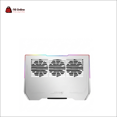 Porodo Gaming Multi-Fan Laptop Cooling Pad | Premium Aluminum-Style Notebook Cooler with 3 High-Speed Quiet Fans | Ergonomic Adjustable Stand, Dynamic RGB Light Strip, and Dual USB Pass-Through Ports