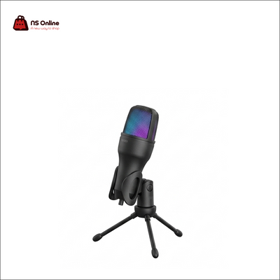 Porodo Gaming PDX551 USB Condenser Microphone with RGB Lighting & Desktop Tripod Stand | Noise-Canceling Cardioid Audio Mic for PC Gaming, Streaming, Podcasts & Discord (Matte Black)