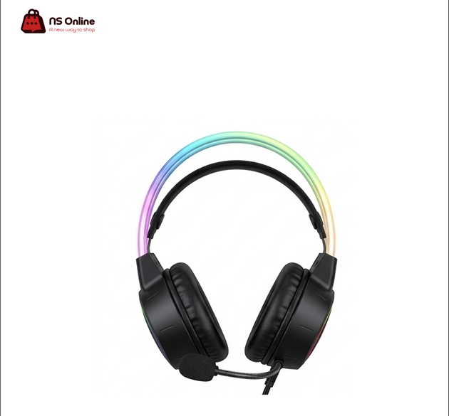 Onikuma X15 Pro RGB Gaming Headset | Over-Ear Wired Headphones with Transparent Glowing Dual Headband | Noise-Canceling Microphone with Foam Pop Filter | Dynamic Rainbow LED Effects | Universal 3.5mm Jack for PC, PS5, Xbox & Mobile