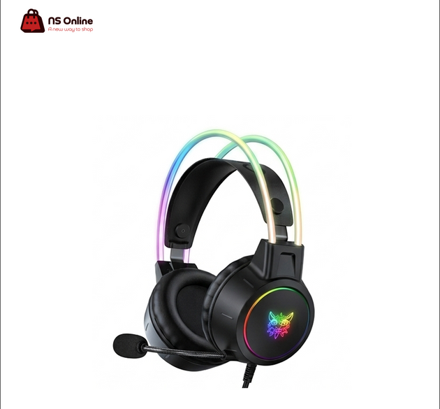 Onikuma X15 Pro RGB Gaming Headset | Over-Ear Wired Headphones with Transparent Glowing Dual Headband | Noise-Canceling Microphone with Foam Pop Filter | Dynamic Rainbow LED Effects | Universal 3.5mm Jack for PC, PS5, Xbox & Mobile
