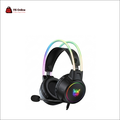 Onikuma X15 Pro RGB Gaming Headset | Over-Ear Wired Headphones with Transparent Glowing Dual Headband | Noise-Canceling Microphone with Foam Pop Filter | Dynamic Rainbow LED Effects | Universal 3.5mm Jack for PC, PS5, Xbox & Mobile