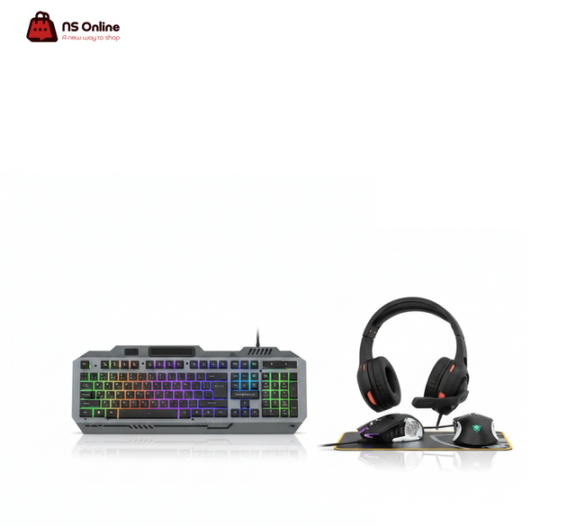 Deadskull C660 4-in-1 PC Gaming Combo | RGB Metal Mechanical-Feel Keyboard | 7200 DPI RGB Gaming Mouse | LED Surround Sound Headphones