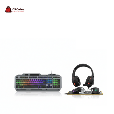 Deadskull C660 4-in-1 PC Gaming Combo | RGB Metal Mechanical-Feel Keyboard | 7200 DPI RGB Gaming Mouse | LED Surround Sound Headphones