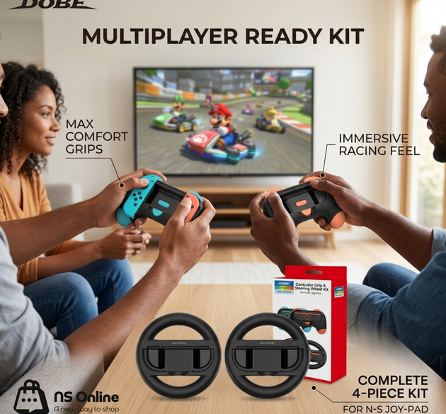 Controller grips and steering wheel kit