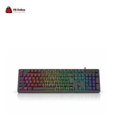 NS GAMER LUMINEX RGB Gaming Keyboard (NS035) | Mechanical Feel Retro Keycaps | Full Anti-Ghosting & Dedicated Volume Knob