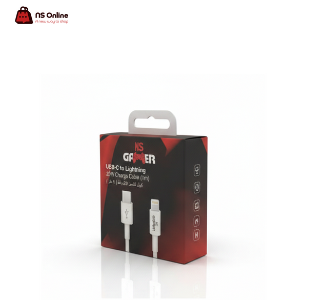 كابل NS GAMER USB-C إلى Lightning (بطول 1 متر) | شحن سريع بقوة 20 واط بتقنية PD