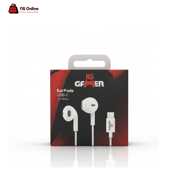 سماعات أذن USB-C من NS GAMER مع ريموت وميكروفون | صوت رقمي عالي الدقة