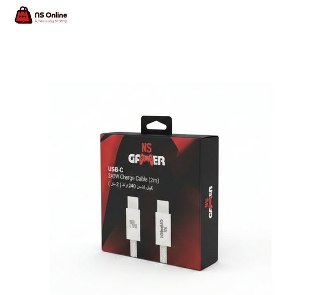 كيبل ان اس جيمر USB-C إلى USB-C بقدرة 240 واط (2 متر/6.6 قدم) | نطاق طاقة ممتد PD 3.1 (EPR)