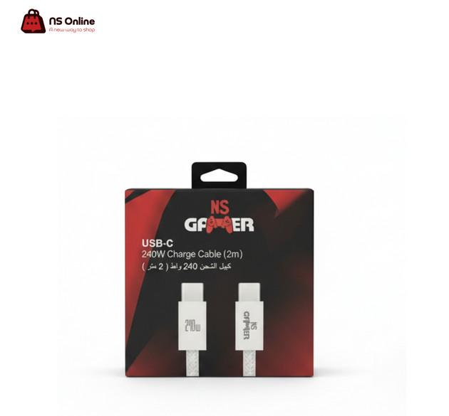 كيبل ان اس جيمر USB-C إلى USB-C بقدرة 240 واط (2 متر/6.6 قدم) | نطاق طاقة ممتد PD 3.1 (EPR)