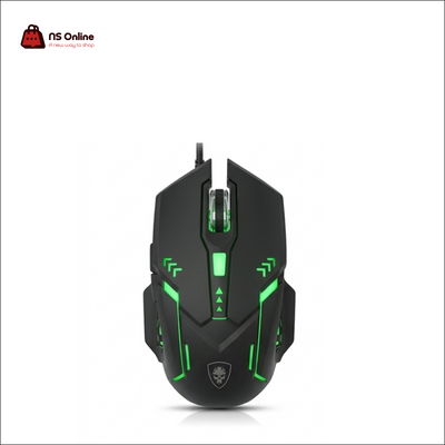 Deadskull Orbit High-Performance Wired Gaming Mouse | Ergonomic Matte Black Optical PC Mouse with Vibrant Neon Green Accent LED Lighting, Multi-Stage DPI Switcher & Tactical Side Wings