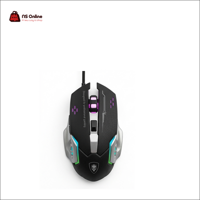 Deadskull Nova High-Performance Wired Gaming Mouse | Ergonomic Pro-Gaming PC Mouse with Dynamic RGB Side Wings, Purple LED Scroll Accent & Heavy-Duty Braided Cable | Matte Black & Metallic Silver Professional Game Mouse