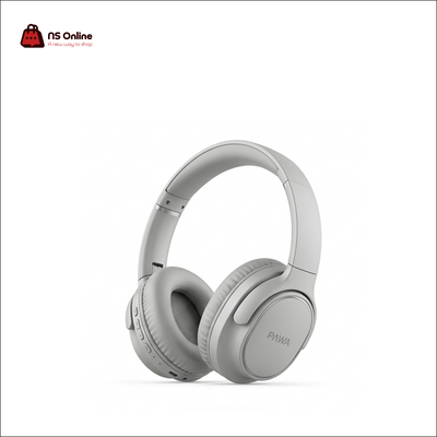 PAWA Space Pro Over-Ear Wireless Bluetooth Headphones | Hi-Fi Stereo Sound with Up to 38-Hour Playtime, Type-C Fast Charging & 15m Range (Silver / Light Gray)