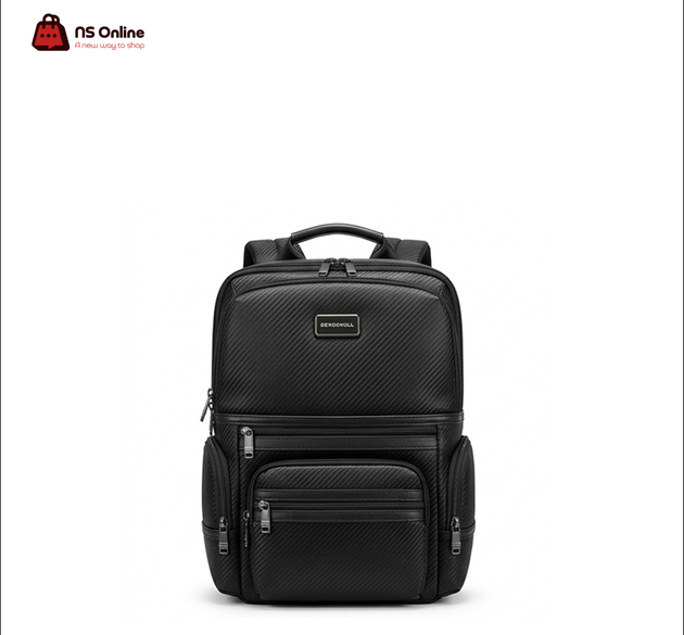 Deadskull GP-02382 Premium Carbon-Textured Nylon Tech Backpack | Heavy-Duty Water-Resistant Laptop & Console Travel Bag | High-Capacity Multi-Pocket Professional Commuter Pack with Symmetrical Side Wings
