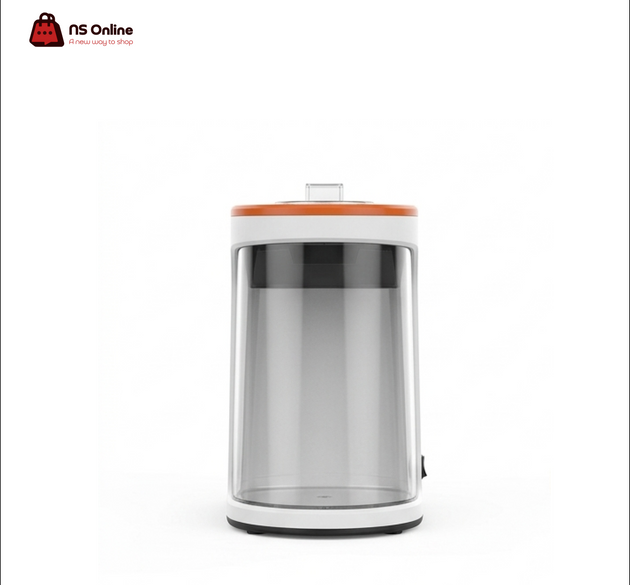 Porodo Healthy Oil-Free Hot Air Popcorn Maker | Compact Electric Countertop Popcorn Machine with Transparent Window, Integrated Measuring Scoop & One-Touch Operation for Movie Nights, Home & Parties (White & Orange)