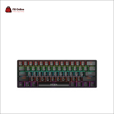 PAWA 60% Ultra-Compact Wired Mechanical Gaming Keyboard | Dynamic Multi-Color RGB Backlit Keyboard with Dual Arabic & English Keycaps | High-Response Tactile Switches & Space-Saving Design for PC, Mac, and Gaming Setup