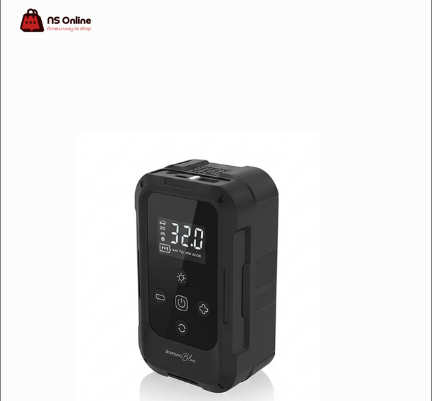 Porodo Blue Airo Portable Smart Car Tire Inflator | Rechargeable Electric Air Pump with Digital LED Display, Auto Shut-Off, Emergency LED Light & Multi-Preset Modes for Cars, Motorcycles, Bicycles & Sports Balls (Matte Black)