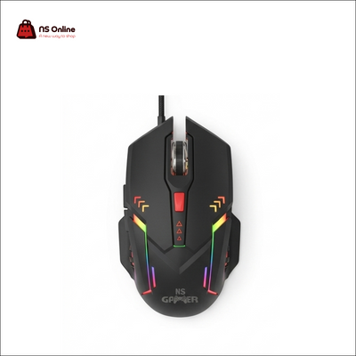 NS Gamer Orbit Wired Gaming Mouse | Ergonomic High-Performance Layout | Dynamic Multi-Zone RGB Rainbow LED Illumination | On-the-Fly DPI Switching with Tactical Chevron Accents & Side Buttons